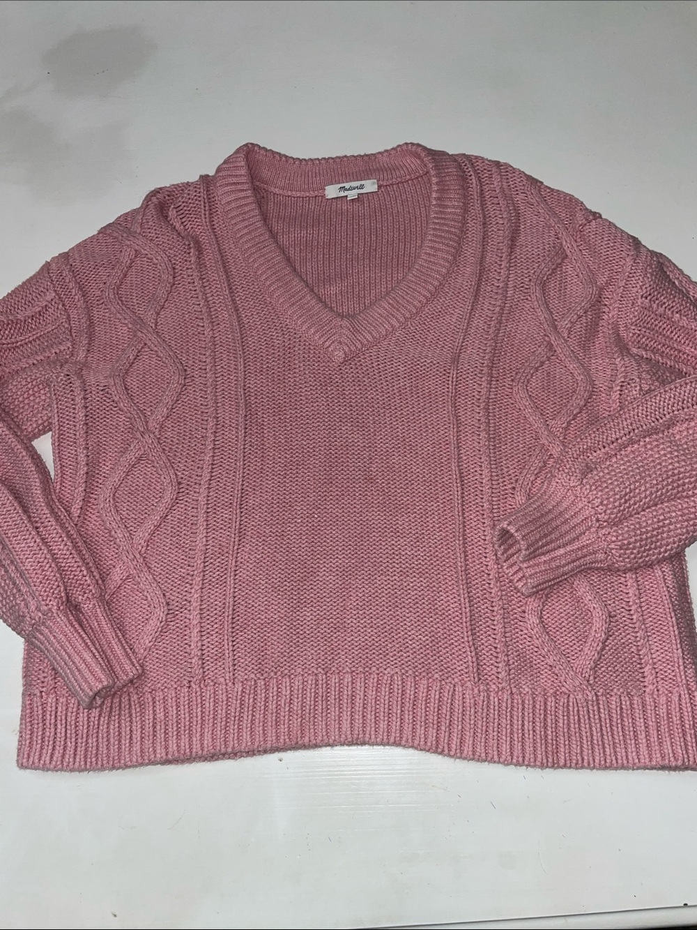 Madewell cable knit v neck over sizes weater medium